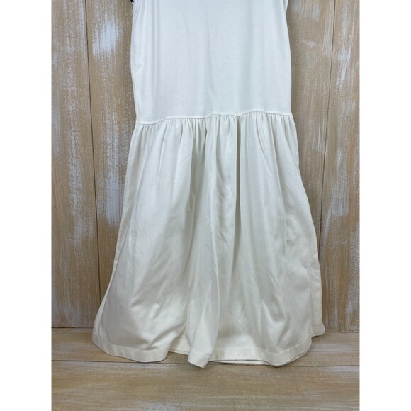 Lands' End Sleeveless Pleated Flare Tank Dress Women's Size S White & Navy - Picture 3 of 10